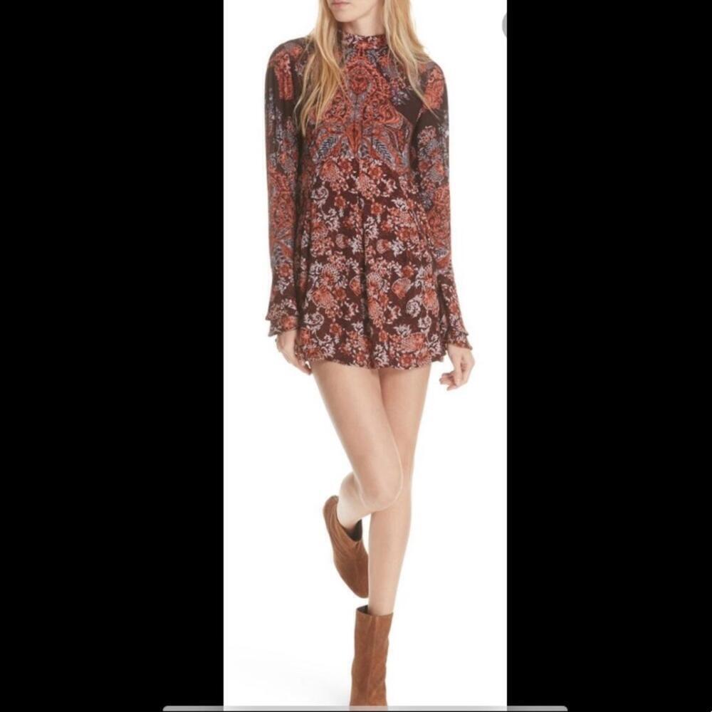 FREE PEOPLE Lady Luck printed tunic dress size S boho bohemian festival
